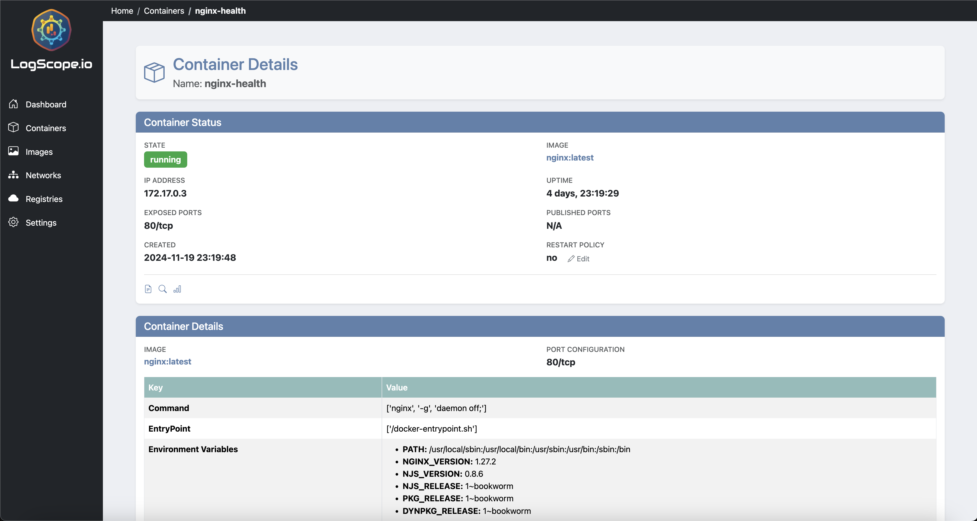 Containers Screenshot